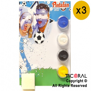 MAQUILLAJE ARTISTICO PINTAFAN DEPORTE AZUL AMARILLO BLANCO NEGRO SET X 4 8GR 05-06 3 BLISTERS